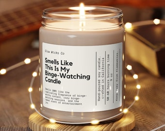 Smells Like This is my binge-watching candle, funny candle, funny gift for her, pop culture candle, bingewatching