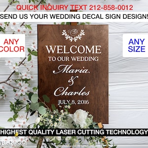 Wedding Welcome Sign, Welcome to Our Wedding Entry Sign Decal, Custom Wedding Welcome Sign, Personalized Sign Decal, Reception Entrance Sign