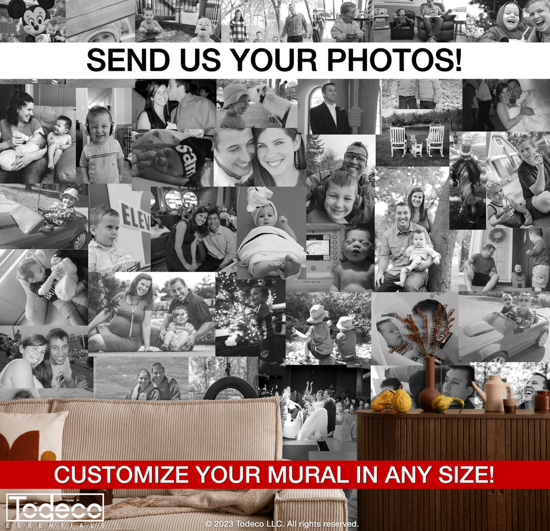 Family Wall Collage, Custom Picture Mural, Family Wall Mural, Photo