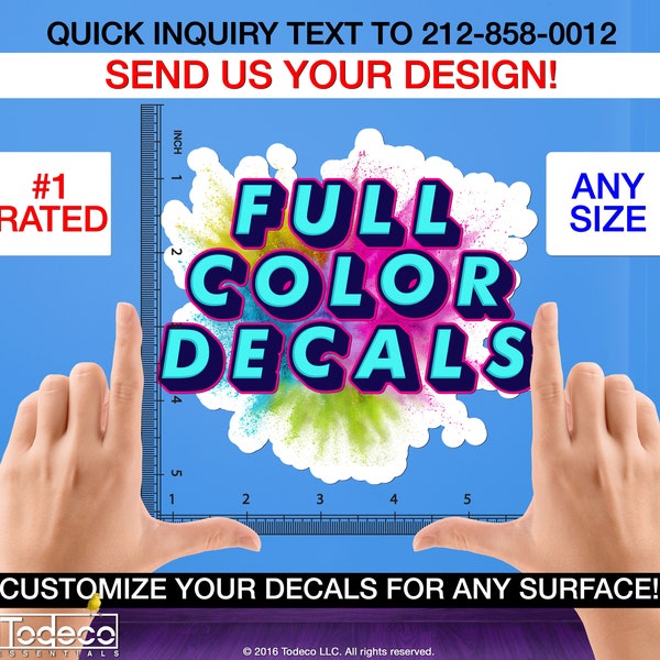 Custom MultiColor Decals, Full Color Vinyl Decals, Custom Wall Decal, Custom Decal, Full Color Wall Decal, Printed Decal, Removable Decal