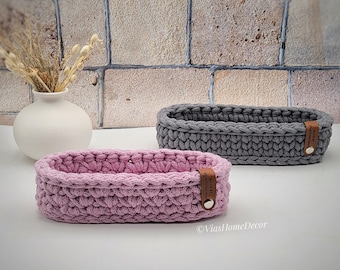 Oval crocheted basket for glasses and small items, 2 patterns | Glasses basket | Glasses holder | Crocheted glasses parking