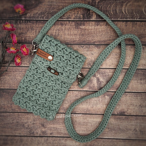 Mobile phone bag/mobile phone case/shoulder bag/boho bag/crossbody bag/crochet bag with removable strap/gift idea/crochet bag