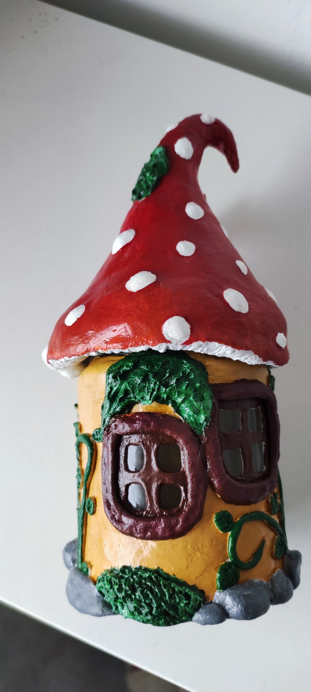 Papier Mache Fairy House Paper Clay Art Amanita Mushroom Etsy