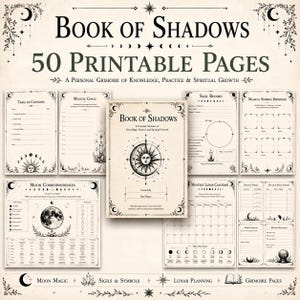 Printbaar Grimoire Dagboek, Boek der Schaduwen, Spreukenplanner, Maanmagie (50 pagina's)