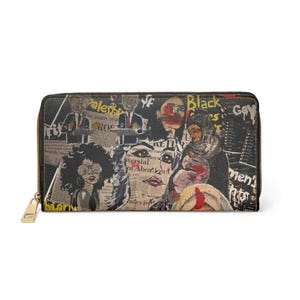 Bold Graphic Zipper Wallet: PU Leather Artistic Accessory