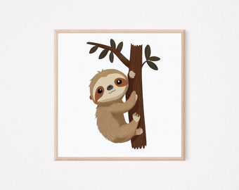 Sloth Digital Print, Animal Prints, Nursery Print, Wall Art Prints, Wall Art Nursery, Wall Art Decor, Home Decor, Cute Sloth