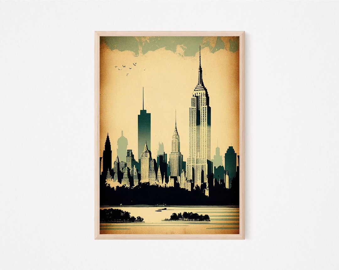 Vintage New York City Skyline Print, Wall Art (digital Download) - Etsy