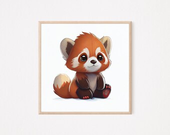 Red Panda Digital Print, Animal Prints, Nursery Print, Wall Art Prints, Wall Art Nursery, Wall Art Decor, Home Decor, Cute Red Panda