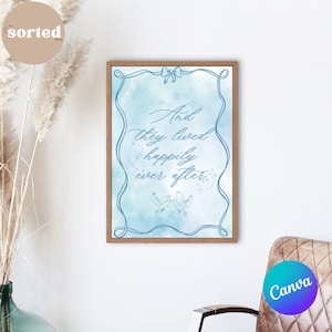 And They Lived Happily Ever After - Wedding Poster | Fairytale-Inspired Wall Art | Romantic Decor | Wedding Gift | Blue Aesthetic Print