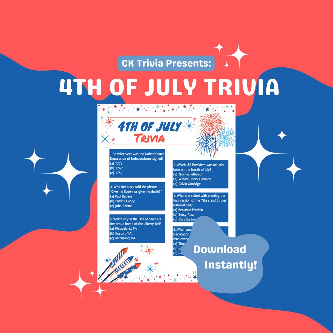 4th of July Trivia Game for Families, Independence Day Trivia for Kids ...