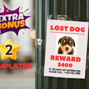Three Editable Flyers | Missing Cat Sign | Lost Pet Poster | Ten Editable & Printable Templates | Lost Dog, Lost Dog Alert | Lost Dog Search