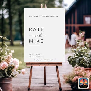 Minimalist Wedding Welcome Sign Template Modern Printable Sign Editable Templet Instant Download Wedding Signage for Bride and Groom