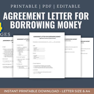 Modelo de contrato de préstamo, contrato de préstamo, formulario de préstamo legal imprimible, contrato de préstamo en PDF editable
