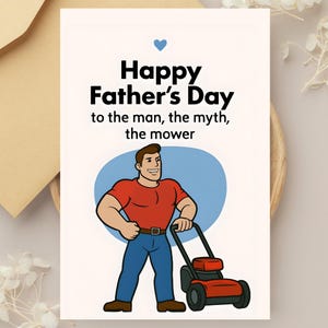 Dad Joke Father’s Day Card, Grandfather Greeting Card, The Man The Myth The Mower, Printable Instant Download