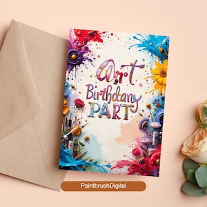 Editable Art Birthday Invitation, Artist Party Invite, Painting Birthday Mobile Invitation, Art Themed Birthday Digital Download