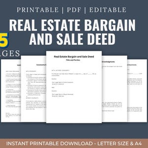 Real Estate Bargain Sale Deed Document, Multi-Page Deed, Legal Language, US Deed Format, Real Estate Deeds