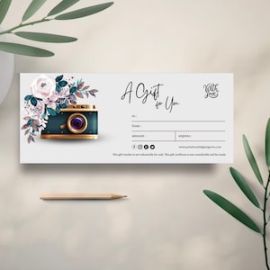 Capture Memories Forever: fotografie cadeaubonsjabloon - volledig bewerkbaar en aanpasbaar voor een perfect cadeau - ideaal voor alle gelegenheden