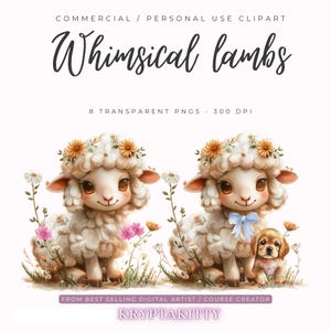Cute Lamb Clipart, Baby Lamb Clipart, ai artwork ,Lamb,Cute Lamb Clipart, Watercolor Lamb Clipart, Sheep Clipart, Clipart For Commercial Use