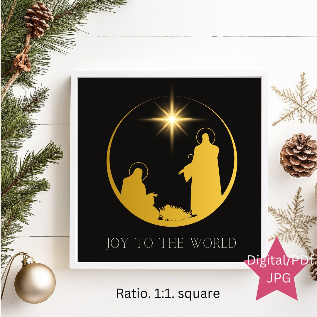 Nativity Scene Gold Printable Manger Scene Jesus Christ Art Etsy UK