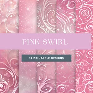Pink Swirls Digitales Papier, ästhetisches digitales Papier, Pinkes digitales Papier, Digitales Papier zum Basteln, Pinkes digitales Papier für kommerzielle Nutzung