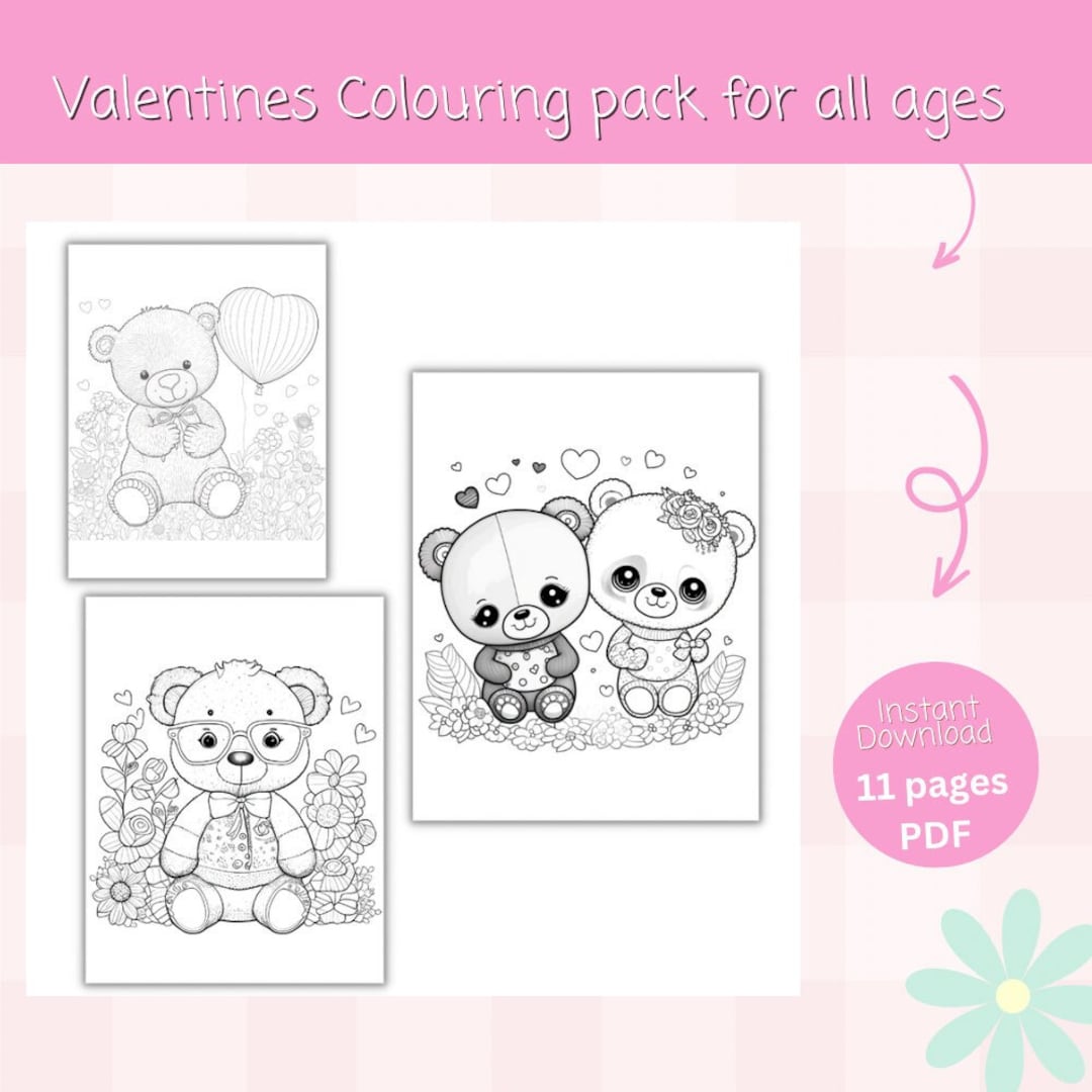 Instant Download Printable Valentines Colouring Pages Colouring Pages ...