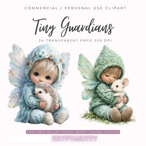 24 images PNG modifiables d'animaux de la forêt, garçon féerique enchanteur pour travaux manuels, projets toile de scrapbooking, ensemble de clipart amis de la forêt lunatique