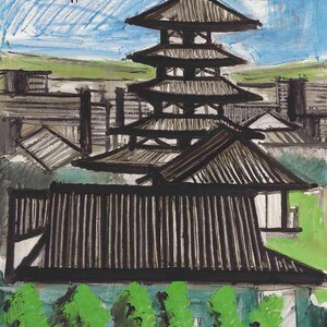 ceramic tile mural backsplash medallion kitchen, pool, floors, wall art. temple kofuku ji nara. outdoor decor