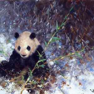 ceramic tile mural accent kitchen backsplash medallion. Panda of China. wildlife