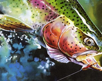 ceramic tile mural backsplash medallion kitchen, floor, pool. wall art. trout angler fishing. action.