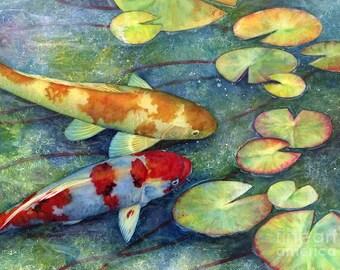 ceramic tile mural art accent backsplash decorative medallion. koi fish garden
