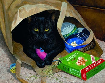 ceramic tile mural backsplash medallion kitchen, floor, pool. wall art. Cat with catnip and treats. funny animals.