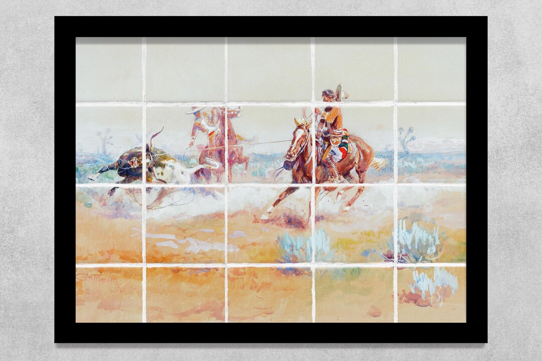 Western Tile 1 Piece Ready to Hang Ceramic Tile Mural Kitchen Backsplash. Charles M ...