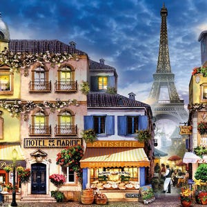 ceramic tile mural backsplash medallion kitchen, pool, floors, wall art. Memories of pretty  Paris. bakery, boutiques. Eiffel tower. France