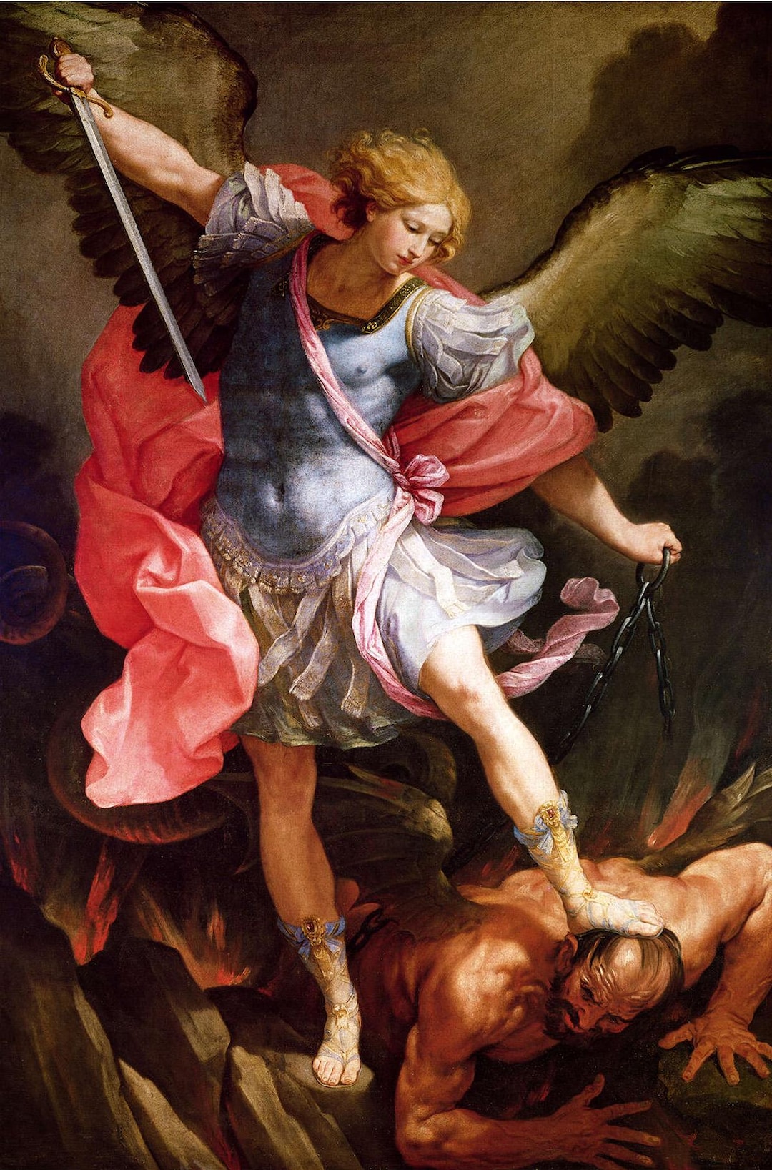 The Archangel Michael Defeating Satan. Stretched Canvas Art Print
