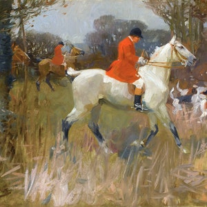 24&quot;X18&quot; alfred james munnings a hunting morn ultra premium photo poster art print 11 Mil Thickness / 280g home wall decor