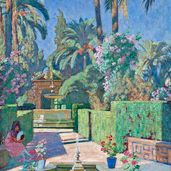 24"X18" emile octave denis-victor guillonnet contemplation in the garden ultra premium photo poster art print 11 Mil Thickness / 280g