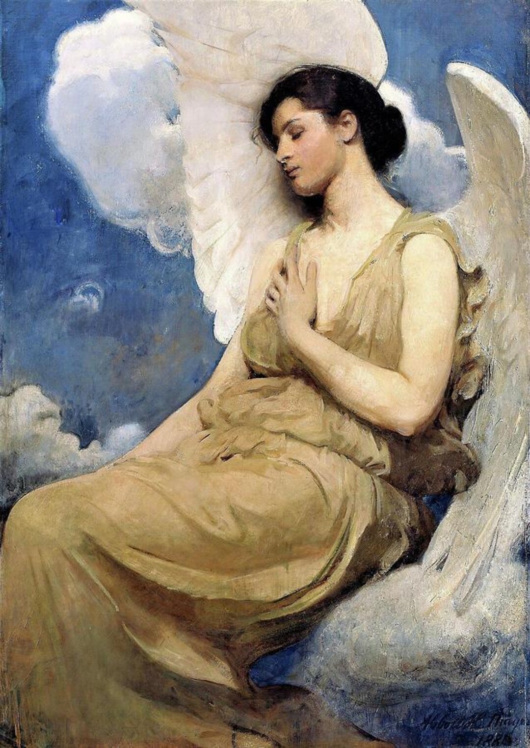 Framed Canvas Art Print Giclee or Poster or Pillow. Winged Figure