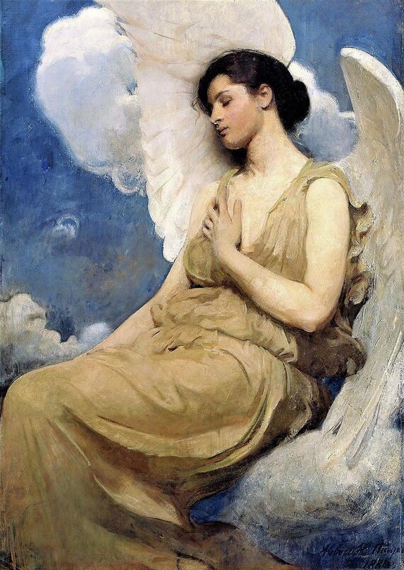 Framed Canvas Art Print Giclee or Poster or Pillow. Winged Figure