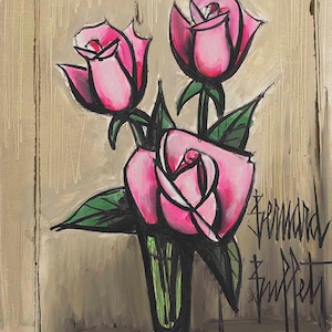 ceramic tile mural backsplash medallion kitchen, floor, pool. wall art. bernard buffett roses. pink flowers.