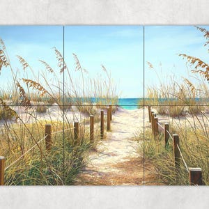ceramic tile mural art accent backsplash decorative medallion. sea oat path to beach. ocean view, seascape.
