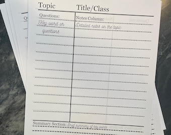 Cornell Notes Planner Refill Paper, 8.5 x 11 (3-Hole/Disc Punched)