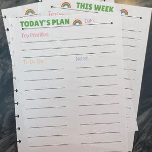 Planner Refill Paper 8.5 X 11 options for three punch options multiple themes disc punched hole punched productivity