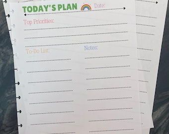 Rainbow planner navulpapier 8,5 x 11, dagelijks, wekelijks, notities