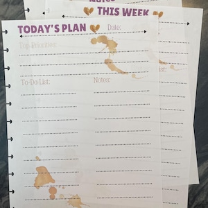 Planner Refill Paper 8.5 X 11 options for three punch options multiple themes disc punched 3 hole punched productivity tools