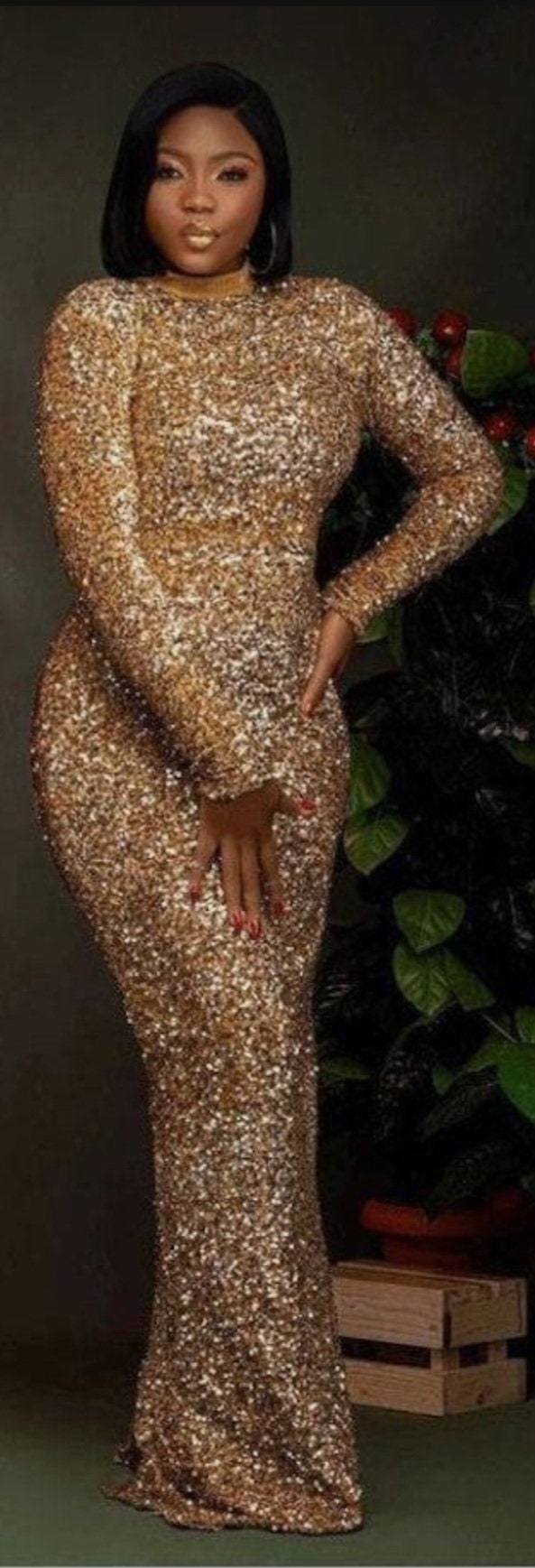 Long Gold Sequin Dress 