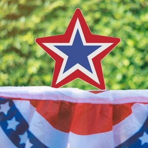 Wooden Star Print Home Decor, American Stars and Stripes, Red White and Blue USA July 4th Party Decorations, Patriotic Table Centerpiece