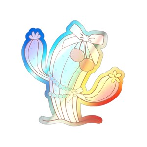 Holographic Stickers, Cactus Cowgirl Decal - Stocking Stuffer Secret Santa for Her