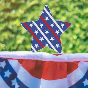 Wooden Star Pattern Home Decor, American Stars and Stripes, Red White and Blue USA July 4th Party Decorations, Patriotic Table Centerpiece