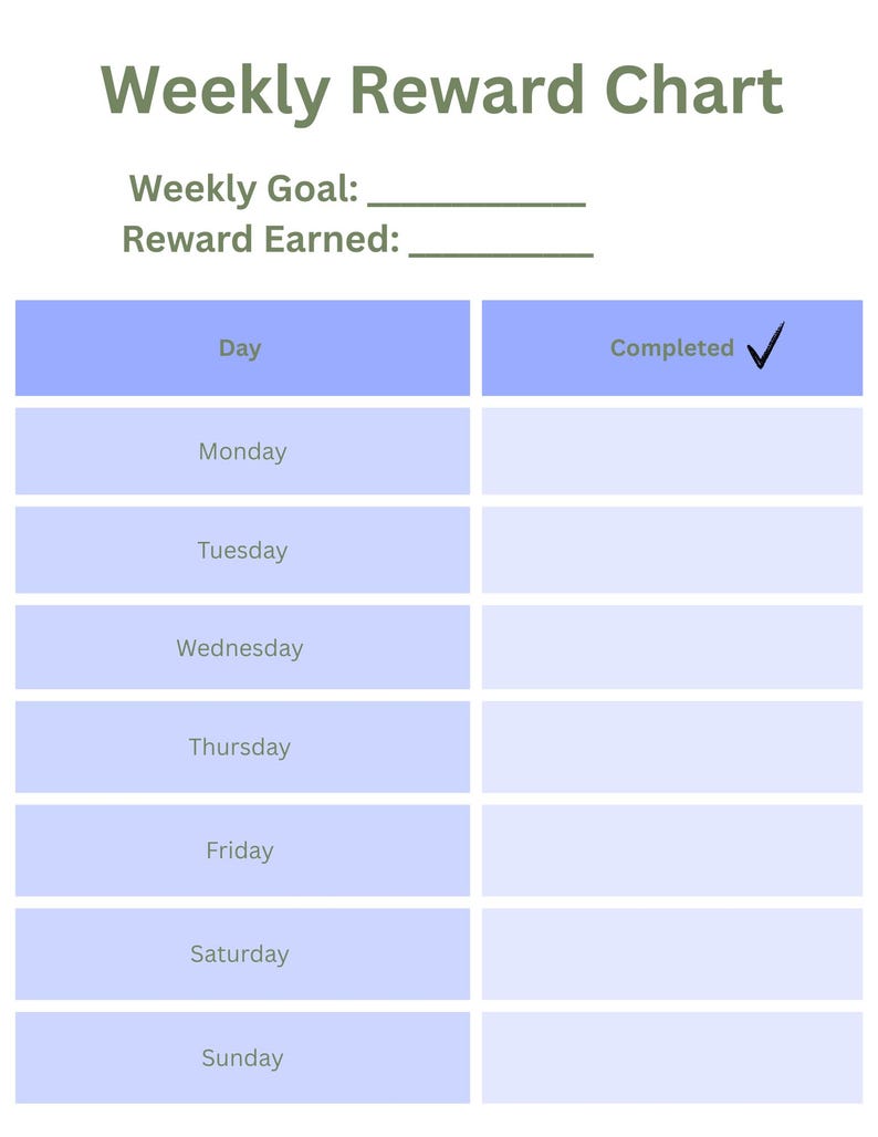 Kids Chore Chart Printable, Weekly Routine, Behavior Tracker (instant ...