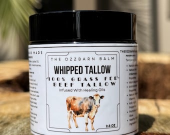 Grass Fed Whipped Tallow Balm – Natural Skincare with Jojoba, Castor Oil, Frankincense & Geranium | Clean Skincare - FREE SHIPPING